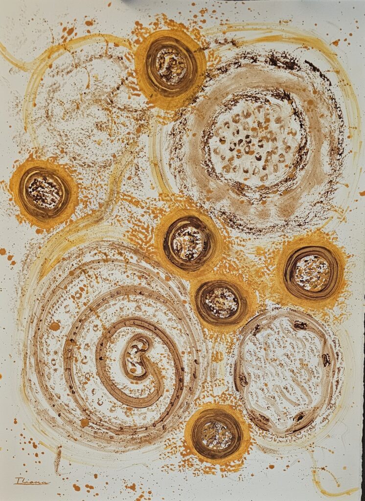 Cacao y pintura acrílica /cartulina 60x90 cm