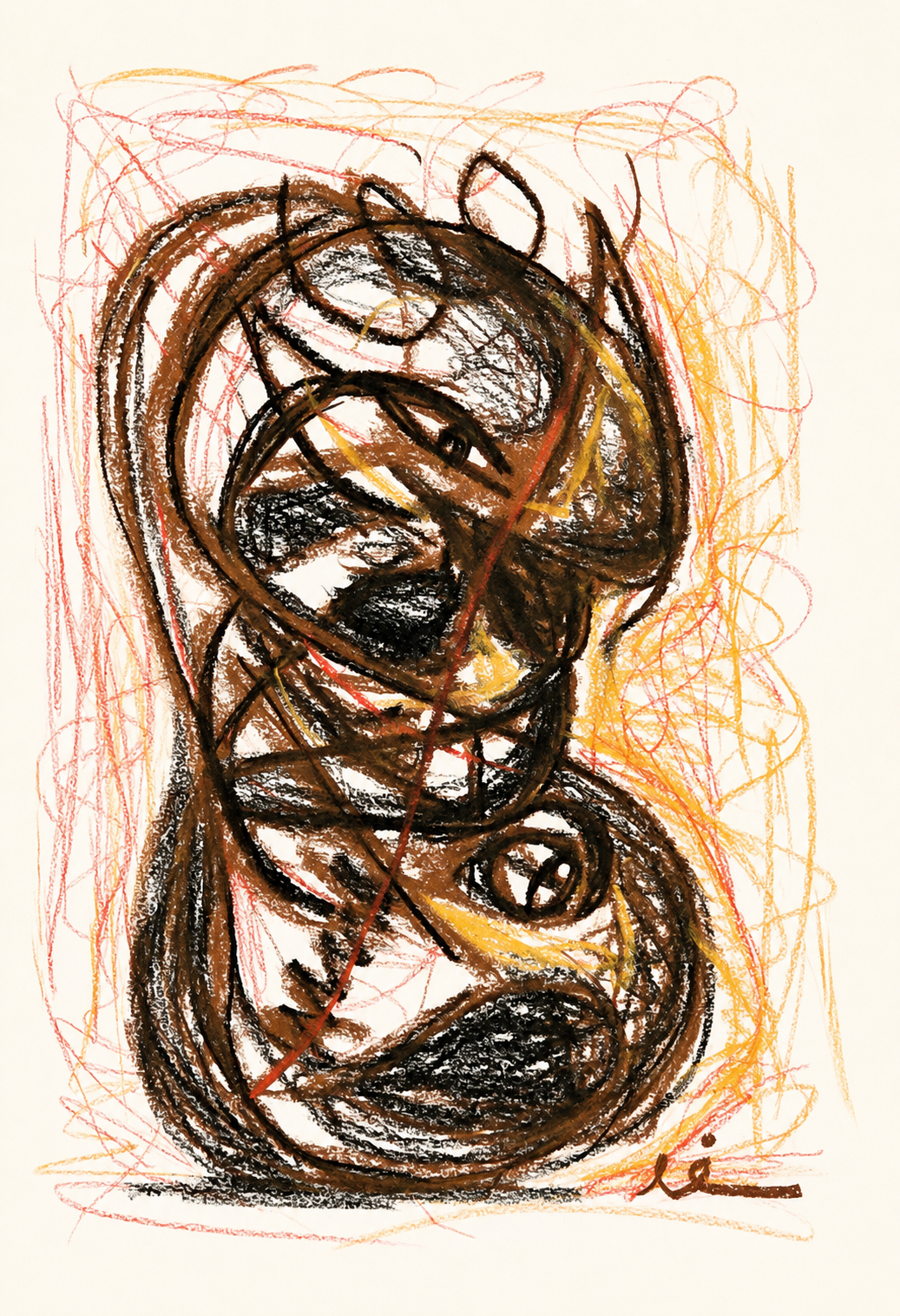 ´´Ataduras´´, obra de Iliana Ugando, pastel sobre cartulina 2026
